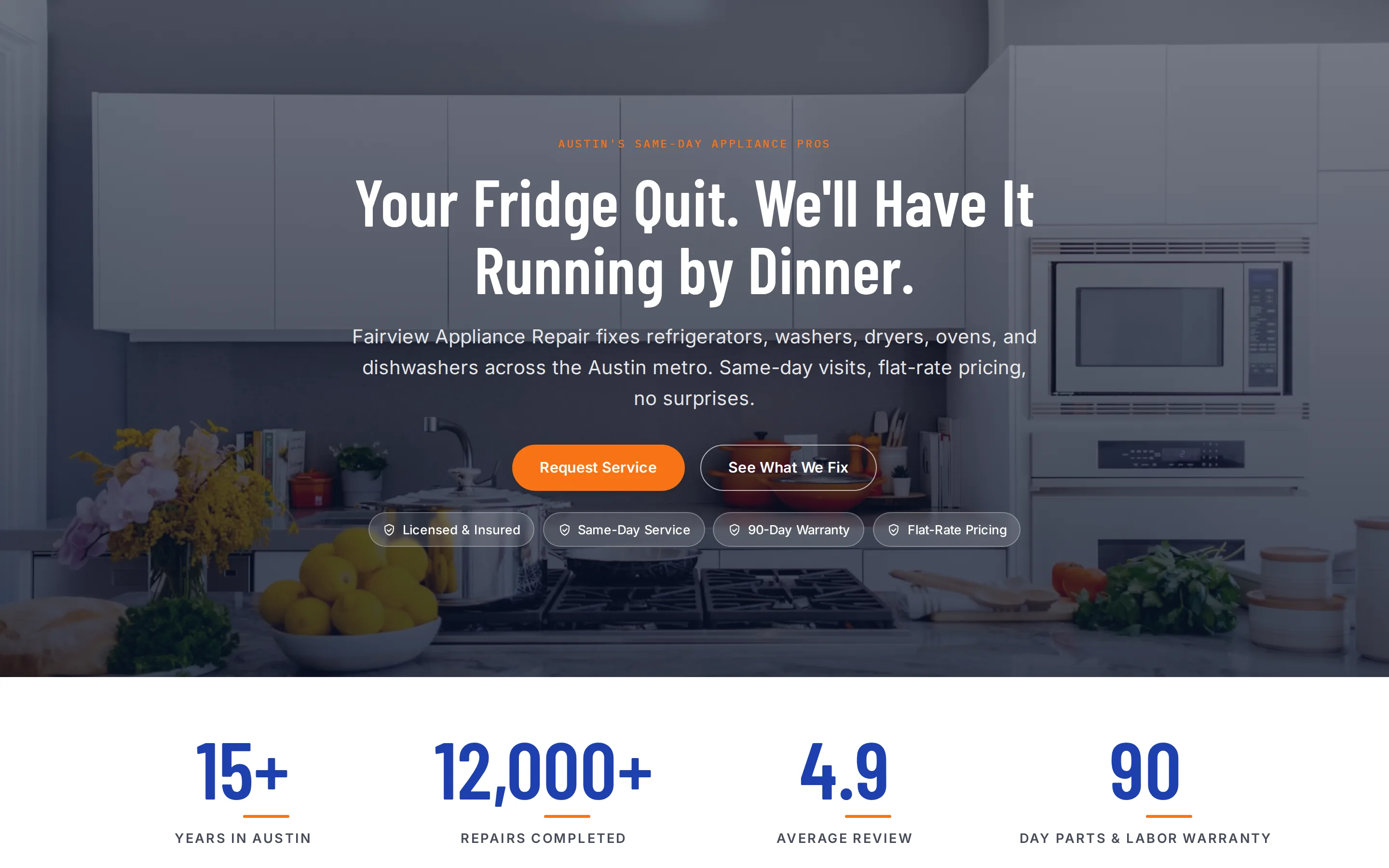 Fairview Appliance Repair website